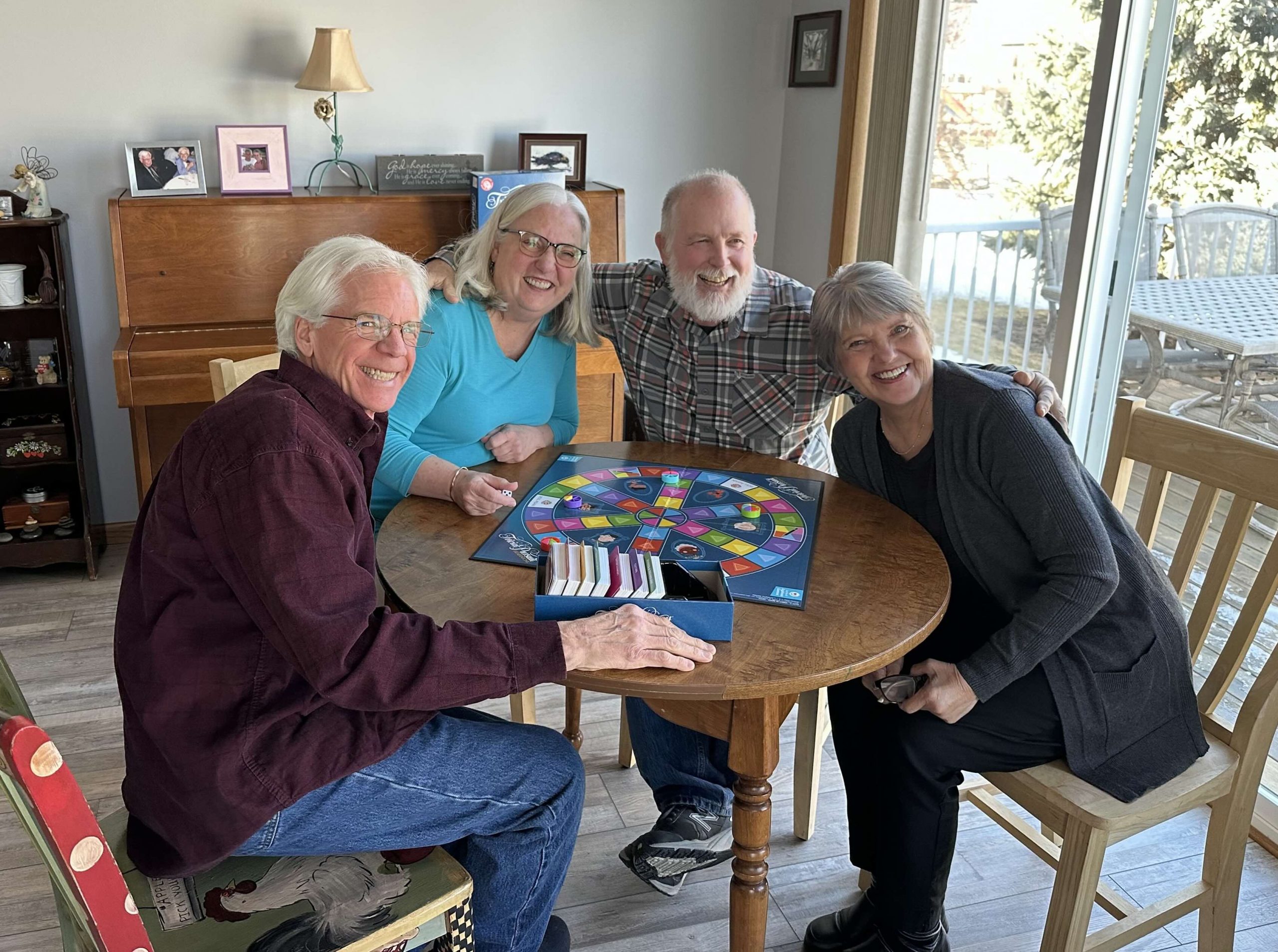 ESAG members gathered around games from the Purple Play Pack